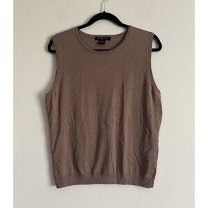 Vintage‎ Y2K Augist Silk Knit Top Sleeveless Brown Neutral Lightweight Stretch